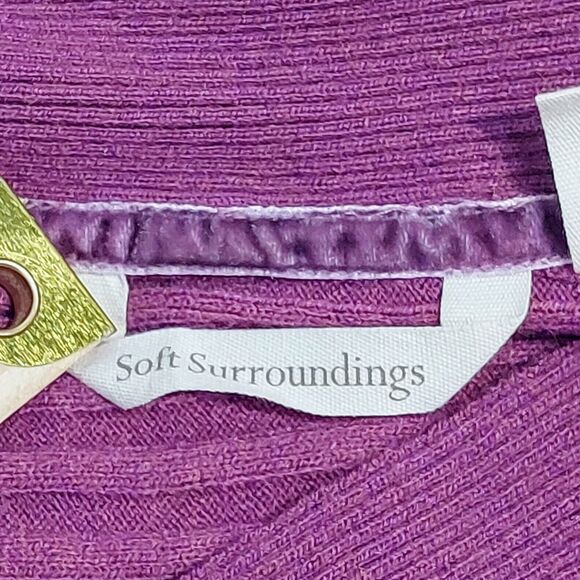 Soft Surroundings Women's Medium Bohème Pullover Sweater Purple V-Neck Ribbed - Picture 4 of 8